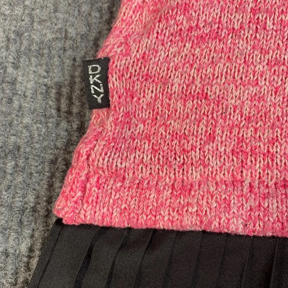 DKNY Sweater Dress Girls Medium Pink Short Sleeve Spell Out Cotton Blend Flare - Picture 12 of 14